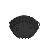 2Pcs Silicone Air Fryer Pot with Handle Reusable Nonstick Air Fryer Liner Baking Tray Basket Black and Gray