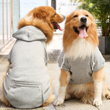 Winter Dog Hoodie Sweatshirts with Pockets Warm Dog Jumper Puppy Clothing Coat Shirt Grey