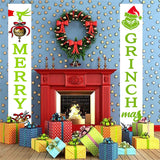 Grinch Inspiration Christmas Porch Sign Merry Christmas Door Banner Xmas Decorations Green