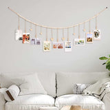 Boho Hanging Photo Display Wooden Beads String with Clips Picture Frames Photo Hanger for Office Wall Art Decor Style 2