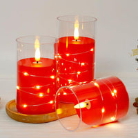 3Pcs LED Candles Battery Operated Fake Candles for Romantic Ambiance Home Decoration Red