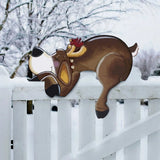 Christmas Fence Peeker Decoration Outdoor Garden Fence Signs Xmas Holiday Decor Style 1