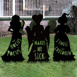 3Pcs Set Halloween Decorations Black Hocus Pocus Witches Signs with Stakes Outside Yard Lawn Decor