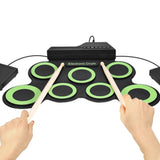 7-Pad Electronic Drum Set Roll-up Drum Practice Pads for Kids Green