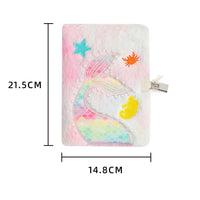 Mermaid Diary for Girls Tie-Dye Fluff Journal with Lock and Keys Secret Notebook Pink