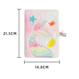 Mermaid Diary for Girls Tie-Dye Fluff Journal with Lock and Keys Secret Notebook Pink