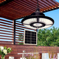 Solar Chandelier Light 136LEDs Solar Ceiling Hanging Light with Remote for Gazebo Garage Barn Garden