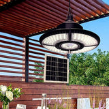 Solar Chandelier Light 136LEDs Solar Ceiling Hanging Light with Remote for Gazebo Garage Barn Garden