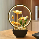 USB Powered Tabletop Fountain Ornament Decorative Flowing Water Fountain with Night Light Table Office Home Decor