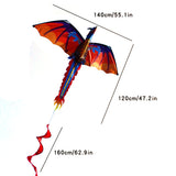 1.4M Classical Dragon Kite with Tail Stereoscopic Dragon Kites for Beginner