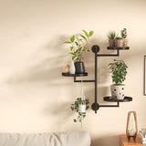 3-Tier Indoor Rotating Plant Shelf Wall-Mounted Metal Window Plant Stand