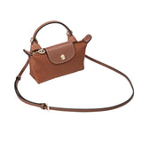 PU Leather Shoulder Strap for Crossbody Bags Genuine Leather Hang Buckle for Longchamp Mini Bag Brown