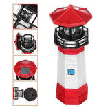 Solar Garden Lighthouse with Rotating Lamp Outdoor Decorative LED Lights for Garden Patio Lawn Red