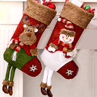 2Pcs Santa Gift Hanging Stocking Xmas Hanging Pouch Christmas Stocking Decoration for Holiday Party Decor Style 2