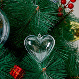 20Pcs Clear Fillable Christmas Hanging Ornaments Heart Shape Baubles Wedding Favours Xmas Decoration