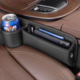 Car Seat Gap Organizer with Cup Storage Holder for Phones Glasses Keys Cards for Master Seat