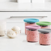 4Pcs Ice Cream Pints Cup Storage Jars with Lids Compatible with Ninja NC299AM C300s Series