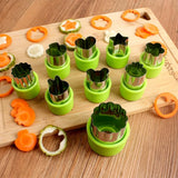 Mini Vegetable Cutter Shapes Set Stainless Steel Biscuit Molds Cookie Pastry Stamps Mold for Kids Baking Green