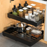 Expandable Pull Out Cabinet Organizer Sliding Drawers for Kitchen Bathroom Cabinet Black