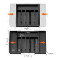 Expandable Utensil Tray Kitchen Cutlery Drawer Organizer Multipurpose Drawer Storage Tray Black