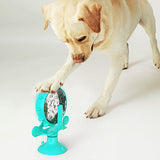 Interactive Pet Treats Dispenser Toy 360 Degrees Rotating Windmill Toy Slow Dog Cat Feeder Blue