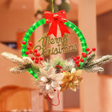 Christmas Wreath Light Dual Power Mode Hanging Christmas Garland Lights Xmas Decor Style 1