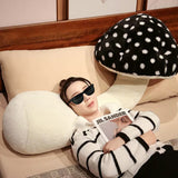 Mushroom Plush Pillow Stuffed Long Body Pillow Sofa Home Decoration Black