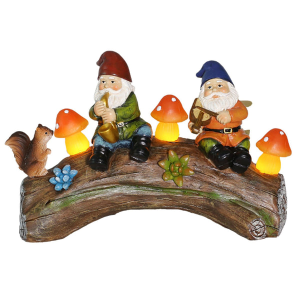 Solar Gnome Statues Light Resin Mushroom Light Garden Yard Ornament Decor