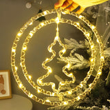 2Pcs Christmas Decorative Hanging Lights Battery Powered Round LED Decoration Style 4