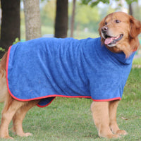 Dog Bathrobe Towel Dog Drying Coat Fast Drying Absorbent Pet Dog Bath Robe Blue