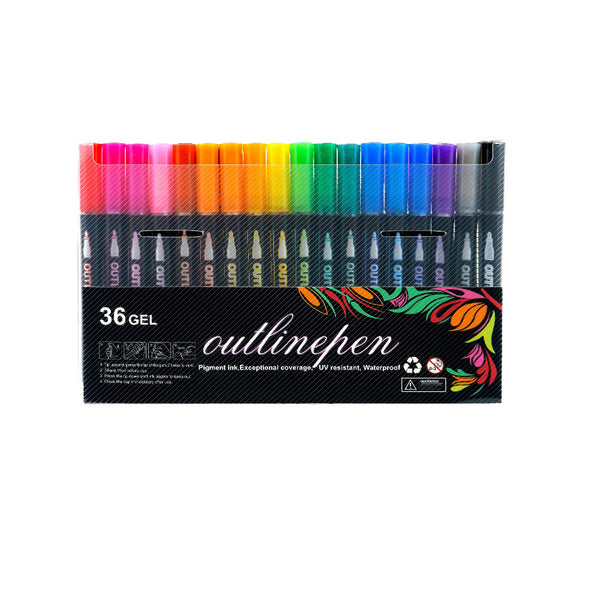 36 Color Multicolored Double Line Outline Marker Pen Set Painting Art