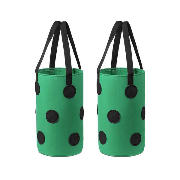 Set of 2Pcs 3 Gallon 12-Planting-Hole Grow Bag with Sturdy Hanging Handle Plant Grow Bag for Strawberry Vegetables Green