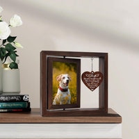 Pet Memorial Photo Frame for Dogs Cats Rotating Wooden Picture Frame