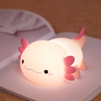 Cute Axolotl Night Light Silicone Touch Control Night Lamp Rechargeable Bedside Lamp