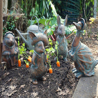 4Pcs Garden Statues Resin Animal Sculptures Garden Decor