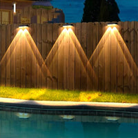 2Pcs Solar Fence Wall Lights Outdoor Deck Lights Step Light Garden Decor