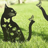 Metal Cat Garden Decor Cat Garden Stakes Cat Silhouette for Yard Garden Lawn Cat Lovers Style 2