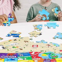 70Pcs World Map Jigsaw World Geography Puzzle Kid Toy