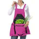 Gardening Apron with Pockets Harvest Weeding Garden Tools Purple