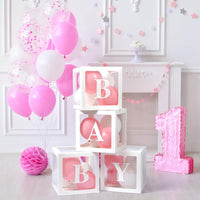 4Pcs Christmas Clear Boxes with 26 Capital Letters Set DIY Xmas Gift Boxes Packing DIY Letter Cube Box White