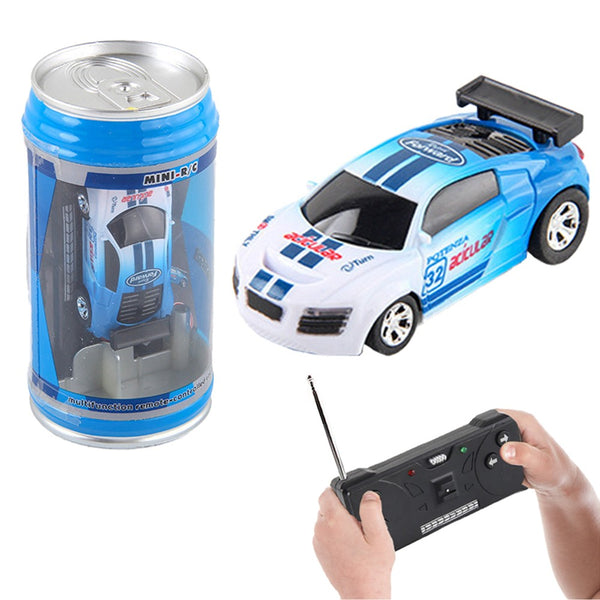 Mini Coke Can Speed Car RC Radio Remote Control Micro Racing Car Kids Toy Gift Blue