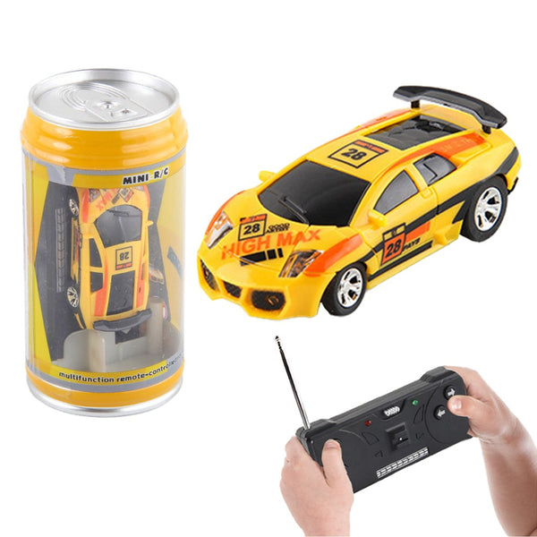 Mini Coke Can Speed Car RC Radio Remote Control Micro Racing Car Kids Toy Gift Yellow