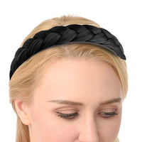 Set of 2 Pcs Headband Braided Hair Plaited Headband with Teeth for Women Girl Black