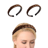 Set of 2 Pcs Headband Braided Hair Plaited Headband with Teeth for Women Girl Light Brown