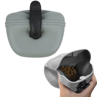 Pet Dog Silicone Training Treat Bag with Clip Pet Feeder Gray