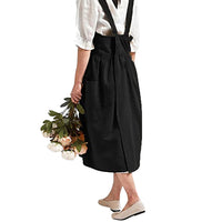 Cotton Linen Aprons Cross Back Apron with Pockets for Kitchen Flower Shop Black