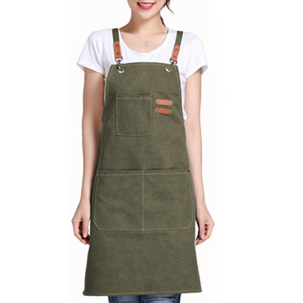 Cotton Apron with Pockets for Kitchen Cooking Baking Dark Green