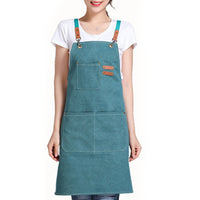 Cotton Apron with Pockets for Kitchen Cooking Baking Turquoise