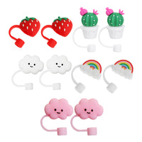 10Pcs Silicone Straw Covers Cute Straw Caps Straw Lid for 8 mm Straws