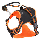 Reflective No Pull Dog Harness with Leash Pet Supply Orange Large Size